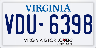 VA license plate VDU6398