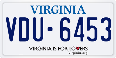 VA license plate VDU6453