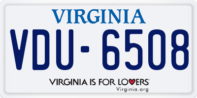 VA license plate VDU6508