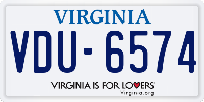 VA license plate VDU6574