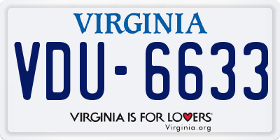 VA license plate VDU6633