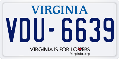 VA license plate VDU6639