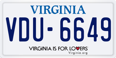 VA license plate VDU6649