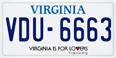 VA license plate VDU6663