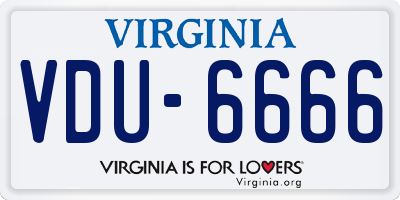 VA license plate VDU6666