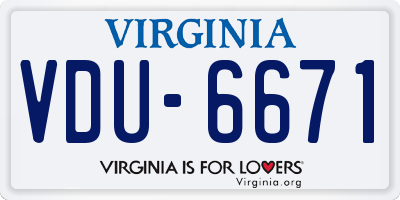 VA license plate VDU6671
