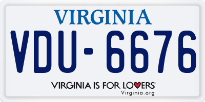 VA license plate VDU6676