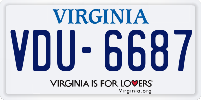 VA license plate VDU6687