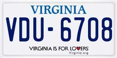 VA license plate VDU6708