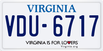 VA license plate VDU6717