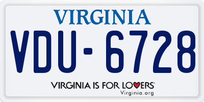 VA license plate VDU6728