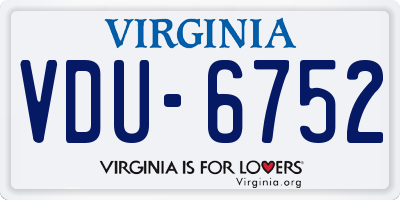 VA license plate VDU6752