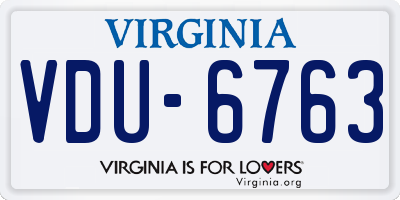 VA license plate VDU6763
