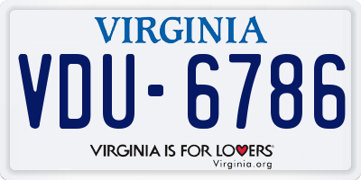 VA license plate VDU6786