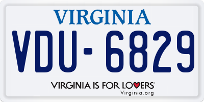 VA license plate VDU6829