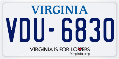 VA license plate VDU6830