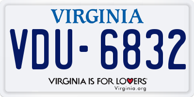 VA license plate VDU6832