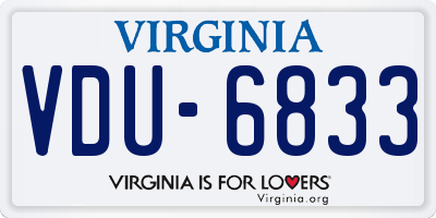 VA license plate VDU6833