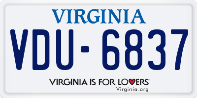 VA license plate VDU6837