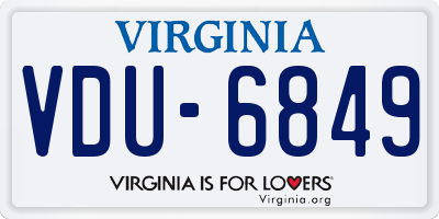 VA license plate VDU6849