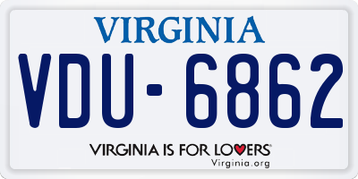 VA license plate VDU6862