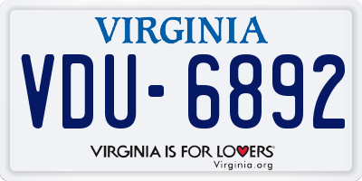 VA license plate VDU6892