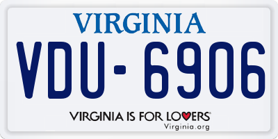 VA license plate VDU6906