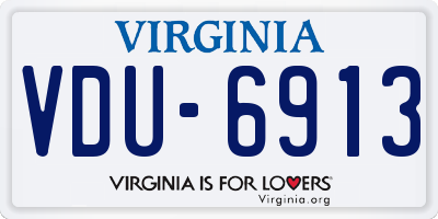 VA license plate VDU6913
