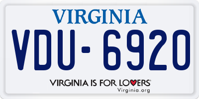 VA license plate VDU6920