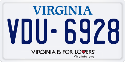 VA license plate VDU6928