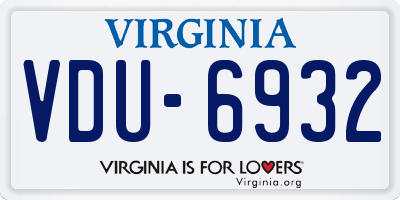 VA license plate VDU6932