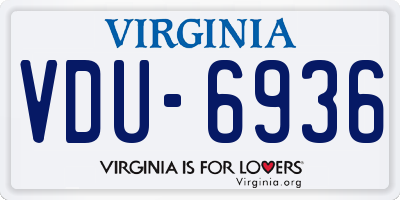 VA license plate VDU6936