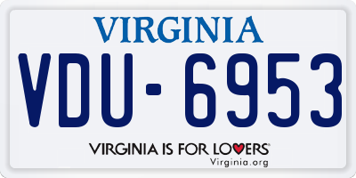 VA license plate VDU6953