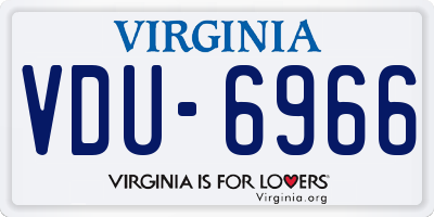 VA license plate VDU6966
