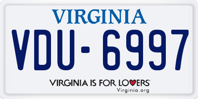 VA license plate VDU6997