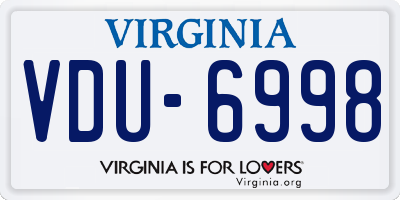 VA license plate VDU6998