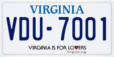 VA license plate VDU7001