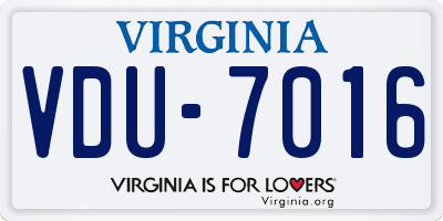 VA license plate VDU7016