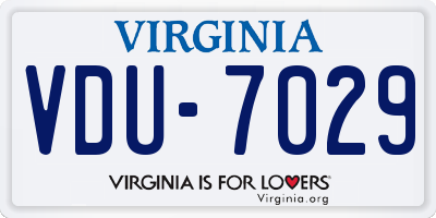 VA license plate VDU7029