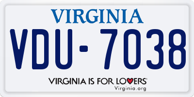 VA license plate VDU7038