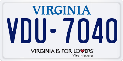 VA license plate VDU7040