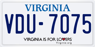 VA license plate VDU7075