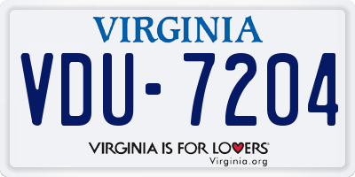 VA license plate VDU7204