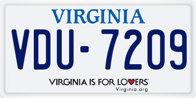VA license plate VDU7209