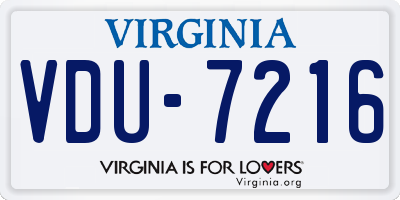VA license plate VDU7216