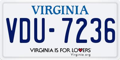 VA license plate VDU7236