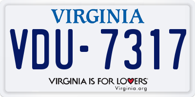 VA license plate VDU7317
