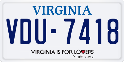 VA license plate VDU7418