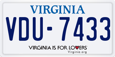 VA license plate VDU7433