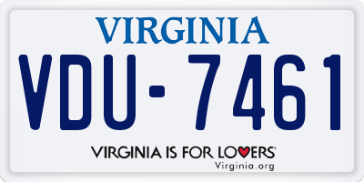 VA license plate VDU7461